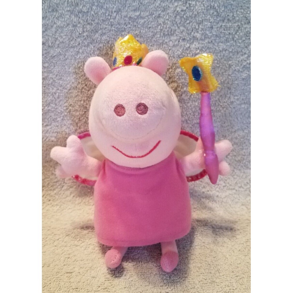 TY Princess Peppa Pig Plush Beanie Baby Fairy Crown‎ Wings Wand Pink Rare